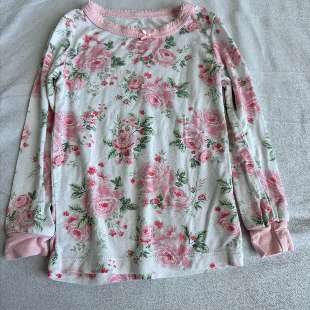 Milkberry Baby Girl Pajama Top 18 months Bamboo Floral Long Sleeve Pink